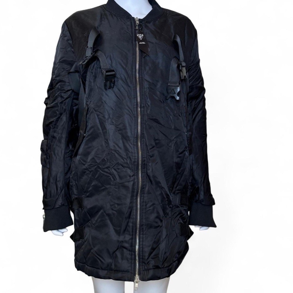 Long Bomber Jacket Black | Orange Lining | Techwear Streetwear